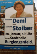 Marianne Deml und Edmund Stoiber in der Stadthalle Burglengenfeld.